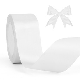 Gift Ribbon 40 mm Satin Ribbon White 23 Metres Ribbon White for Gift Wrapping Silk Ribbon Gift Ribbons for Wedding Decoration Fabric Ribbon for Crafts Hair Bows Satin Ribbons