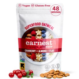 Earnest Eats Superfood Oatmeal – Cranberry Almond Flax – Vegan, Gluten-Free, 6g Plant Protein, 5g Fiber, No Added Sugar, 48 Servings Total (6 Pack)