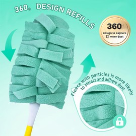 8 Pack 6 Layer Fleece Duster Refills for Swiffer Hand Duster, Zero Waste, 360-degree Cleaning，Reusable and Washable Replacement Dusters for Cleaning Ceiling Fan Hardwoods and Furniture(Multicolour)
