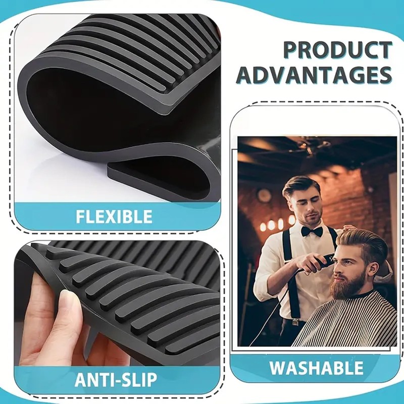 Eson Barber Station Mat, Mat Flexible Rubber, Heavy Duty Non-slip