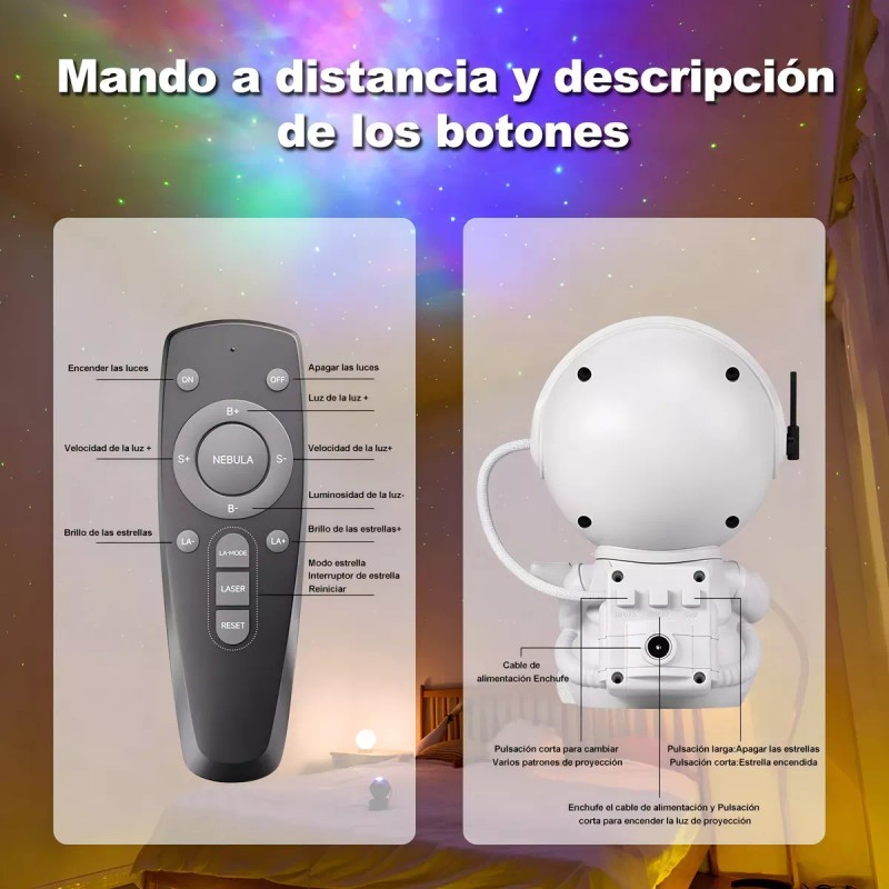 Alltop Lámpara Led Astronauta Proyector De Galaxia Estrella Estructura Blanco