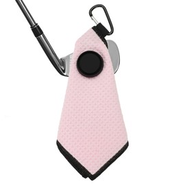 PATIKIL 6"x6" Magnetic Golf Towel with Wire Cleaning Cloth, Microfiber Waffle Pattern Towels with Magnet and Clip for Golf Carts Clubs Golfing Gear, Pink/Black