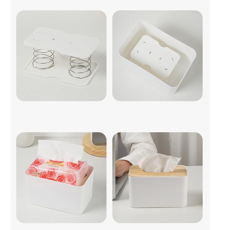 SATiNU Tissue Case, Bottom Lift, Spring, Spring, Easy Removal, Support
