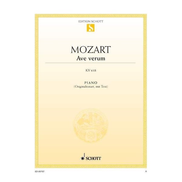Ave verum: Motet. K 618. piano (with lyrics).