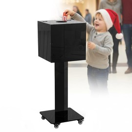 Extra Large Acrylic Raffle Box with Mobile Base & Locking Casters, 39.6" Tall, 13.8" Cube, Thickened Ticket Box with Lock for Lottery Games, Bingo, Raffle Balls