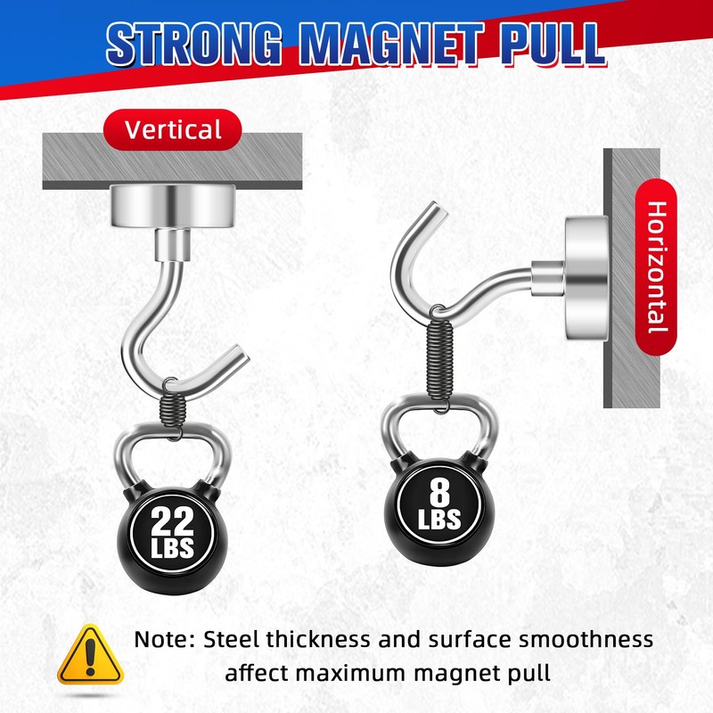 Niuknow 8Pack Heavy Duty Magnetic Hooks, 25 lbs Strong Neodymium
