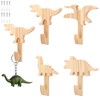 Kathfly 4 Pcs Dinosaur Coat Hooks Dinosaur Wooden Clothing Hanger