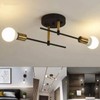 Embesslis Modern Semi-Flush Mount Ceiling Light, Black and Gold, 45.5