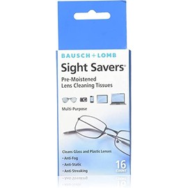 Bausch & Lomb Sight Savers Lens Cleaning Wipes, Pre-Moistened Tissues, Anti-Fog, Anti-Static, Anti-Streaking, Cleans Glass and Plastic, 16 Count (Pack of 12)