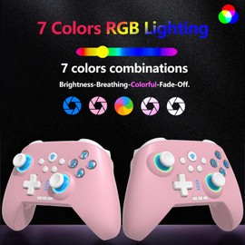 2.4G Wireless PC Controller with RGB Lighting/Programming Keys/Hall Joysticks/Hall Triggers/Vibrations,Three-Mode Switch Controller,Plug and Play Work for Windows PC, Android, Switch, Steam,TV (PINK)