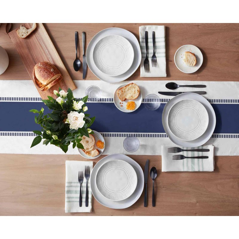 Modern Navy Blue Table Runners, Farmhouse Stripes Table Runner Dresser