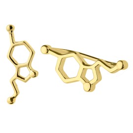 ScienceFox Serotonin Molecule Earrings - 925 Sterling Silver - Finished with Rhodium, 14k Gold & 18k Rose Gold - Happiness Hormone Jewelry for Science Enthusiasts (14k Gold Plating)