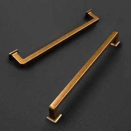 ROMATEE 10 Pack 10 Inch(256mm) Cabinet Pull Antique Brass Kitchen Cabinets Handles Vintage Cabinet Hardware for Cupboard Retro Kitchen Pulls for Cabinets Square Drawer Handles