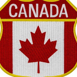 EmbTao Canada Shield Flag Patch Embroidered Badge Biker Applique Iron On Sew On Emblem