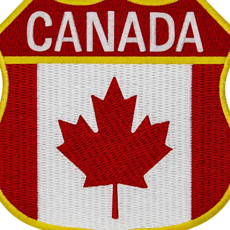 EmbTao Canada Shield Flag Patch Embroidered Badge Biker Applique Iron