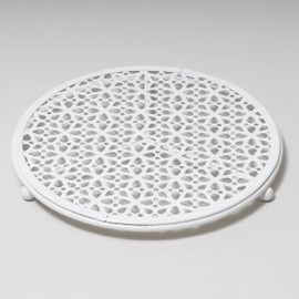 Pearl Metal Steel Lace Round Pot Trivet HB-3278 White, 7.5 x 0.6 inches (19 x 1.5 cm)