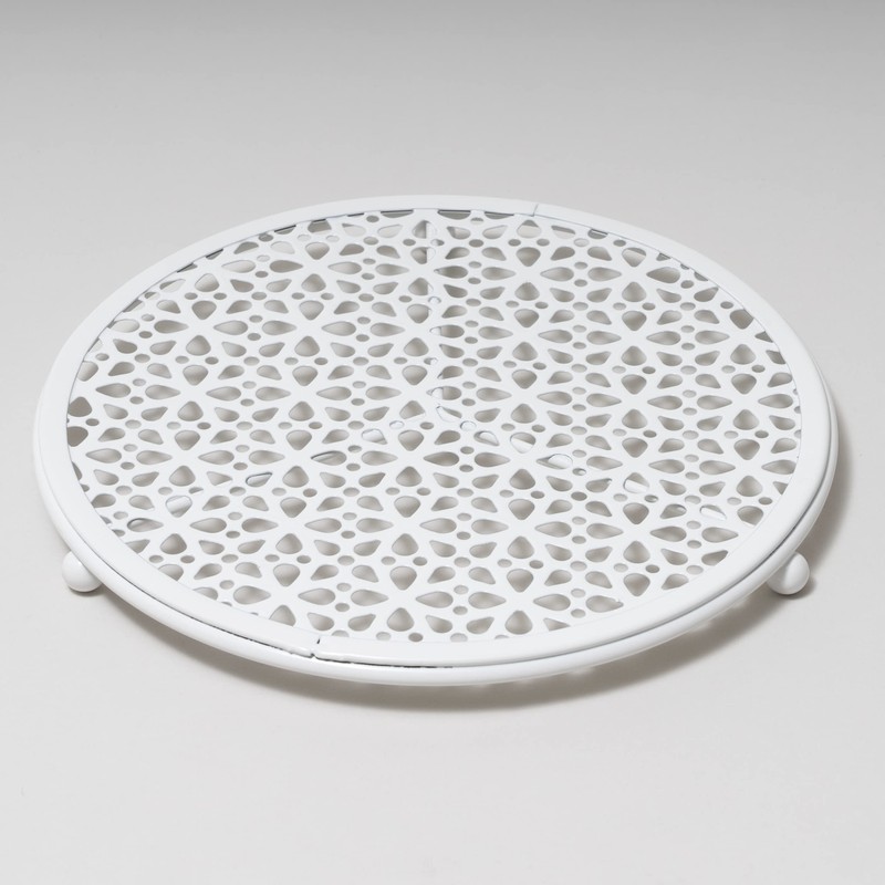 Pearl Metal Steel Lace Round Pot Trivet HB-3278 White, 7.5
