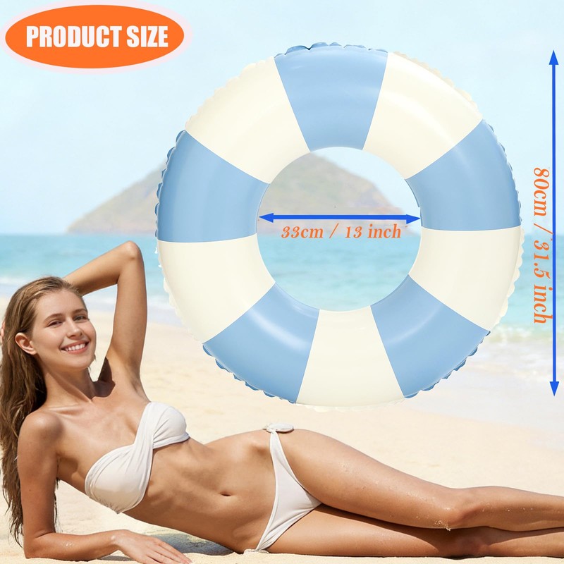 4Pcs Inflatable Pool Float for Adults 31 Inch Classic Striped