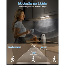 HIBOITEC LED Motion Sensor Cabinet Light 2500mAh 2 Packs Rechargeable Under Counter Closet Lighting, Wireless Night Light with 54 LEDs for Cabinet, Wardrobe, Kitchen, Hallway, Stairs