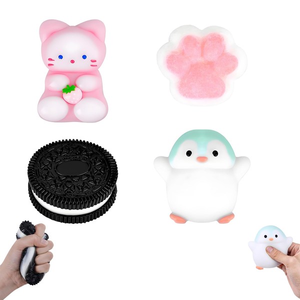 4 PCS Squishy Toys Set, Taba Squishies and Soft and