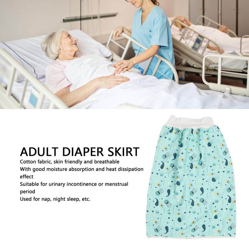 Nappy Skirt for Adults, Portable Cotton Fabric Incontinence Mat, Washable