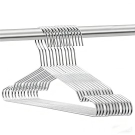 Seropy Coat Hangers Clothes 10 Pack Wire Hangers Heavy Duty Stainless Steel Hangers with Non Slip Grooves, 16.5 Inch Ultra Thin Metal Hangers Space Saving Clothing Hanger