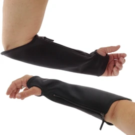 Arm Chaps Extended Elbow Leather Arm Guard - Arm Sleeve Protectors for Thin Skin and Bruising, Scratches & Cuts - Protective Arm Sleeve for Any Age- Left & Right Form-Fitting - Black(1Pair/Large).