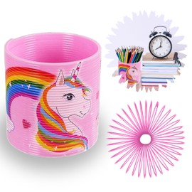 Unicorn Magic Spring Toy, Plastic Coil Multicolored Rainbow Magic Springs, Springy Fun for Kids Size 6.5cm (1x Pink)