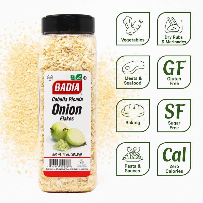 Badia Onion Flakes, 14 oz - All Purpose Dried Onion