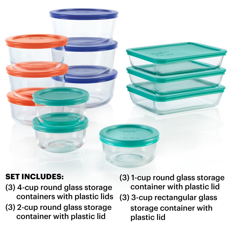 Pyrex Simply Store (12-Pack) Glass Food Storage Containers Set, (1,