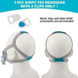 1 PCS Airfit F30 Headgear with 2 Clips, CPAP Headgear Strap, Adjustable Magic Tape Design for Airfit N20 Headgear, CPAP Mask Headgear, CPAP Supplies Compatible with Airfit F20 F30 N20, Standard Size