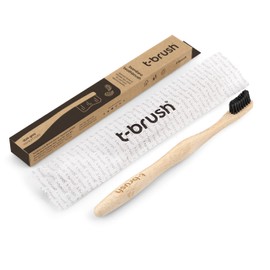 t-brush Bamboo Toothbrush - Dark Grey Colour - Medium Bristles - Natural Toothbrush - Eco Friendly - Everyday use