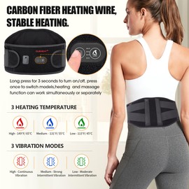 CUEHEAT Heated Waist Belt, Cordless Heating Pad for Low Back, Electrical Heating and Massage, Rechargeable Battery Powered (Dark Black, 45 inches)