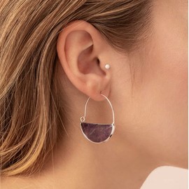 Scout Curated Wears - Stone Prism Hoop Earring - Rose Quartz/Silver