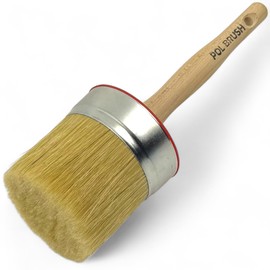 3.5 Inch Chalk & Wax Round Paint Brush - High European Quality - Natural Bristles - for Home, Wood, Walls, Art, Trim & Furniture - for Acrylic, Oil, Stain, Chalk, Wax & Latex Paints