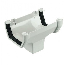FLOPLAST 114mm Square Gutter Running Outlet - White