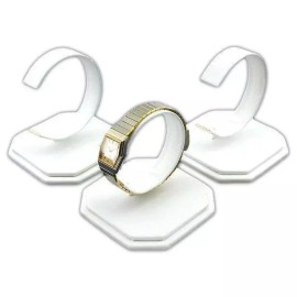 FindingKing 3 White Faux Leather Watch Display Stands Display