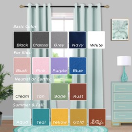 Mrs.Naturall Mint Green Curtains 63 Inch Length for Laundry Room,Blackout Robin Egg Blue Green Coastal Curtains for Bedroom Beach Themed Room Decor,Aqua Color