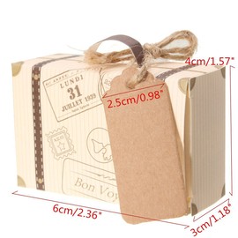 AmaJOY 50pcs Mini Suitcase Wedding Favor Box with Kraft Card and Burlap Twine Candy Box for Birthday Party Baby Shower Wedding Decor