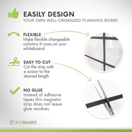 Magnetic Whiteboard Tape - Black 0,4 x 197 Inch - Make Moveable Grids at all Magnetic Surfaces like Whiteboards and Fridges - Magnetic Whiteboard Strips