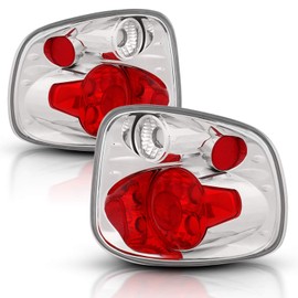 AmeriLite Chrome Euro Brake Tail Lights for Ford F-Series F-150 Flare Side - Passenger and Driver Side