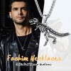 U7 T-Rex Dinosaur Mens Pendant Necklace Stainless Steel Novelty Necklaces