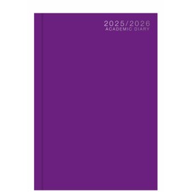 A5 Week To View Academic Diary 2025-2026 Mid Year Case bound School Planner Organizer mid year planner school .college teacher office (Purple)