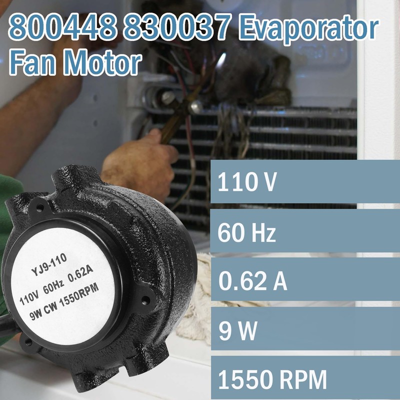 800448 830037 Evaporator Fan Motor Compatible with TR/UR Refrigerator, 115