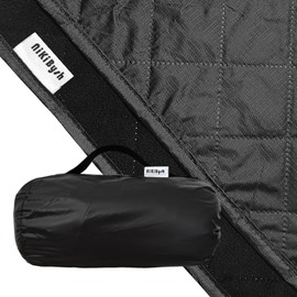 NiKiBysh Large Outdoor Blanket Waterproof Quilted,Thick Warm Fleece Blanket for Stadium Camping Picnics Beaches Pets Sports - Sandproof Windproof Washable Portable - Black