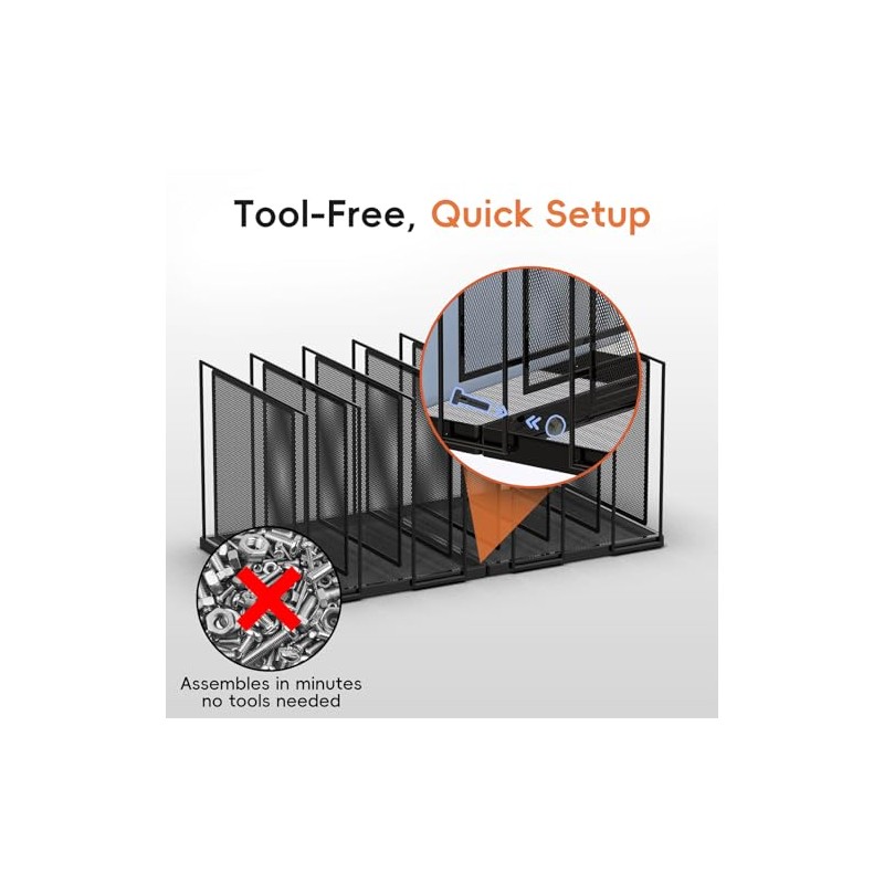 Desk File Organizer, 7 Section Vertical Metal File Organizer for