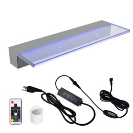 YUDA Lighted Waterfall Pool Fountain 24" with LED 7 Color Changing and Remote, Acrylic Waterfall Spillway for Sheer Descent Garden Outdoor