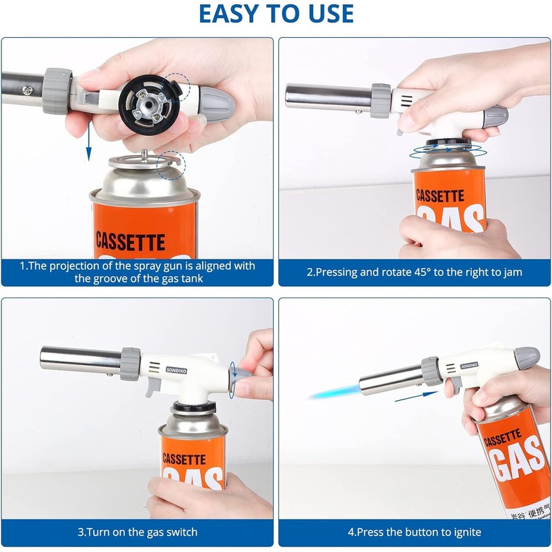 Sondiko Butane Torch Lighter, Dual Flame Mode Butane Torch Lighter