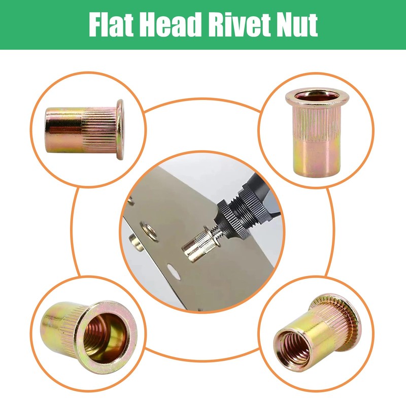 Maozaa Rivet Nuts, 100pcs M4 Rivet Nut, Carbon Steel Rivnut