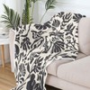 Black and White Retro Floral Blanket, Boho Mid Century Modern